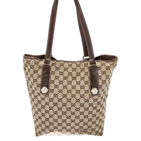VINTAGE Gucci GG Canvas Charmy Tote Bag Beige - Picture 3 of 4